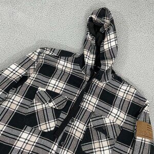 Howitzer‎ Armory Flannel Men L Black White We The People Hooded Shirt